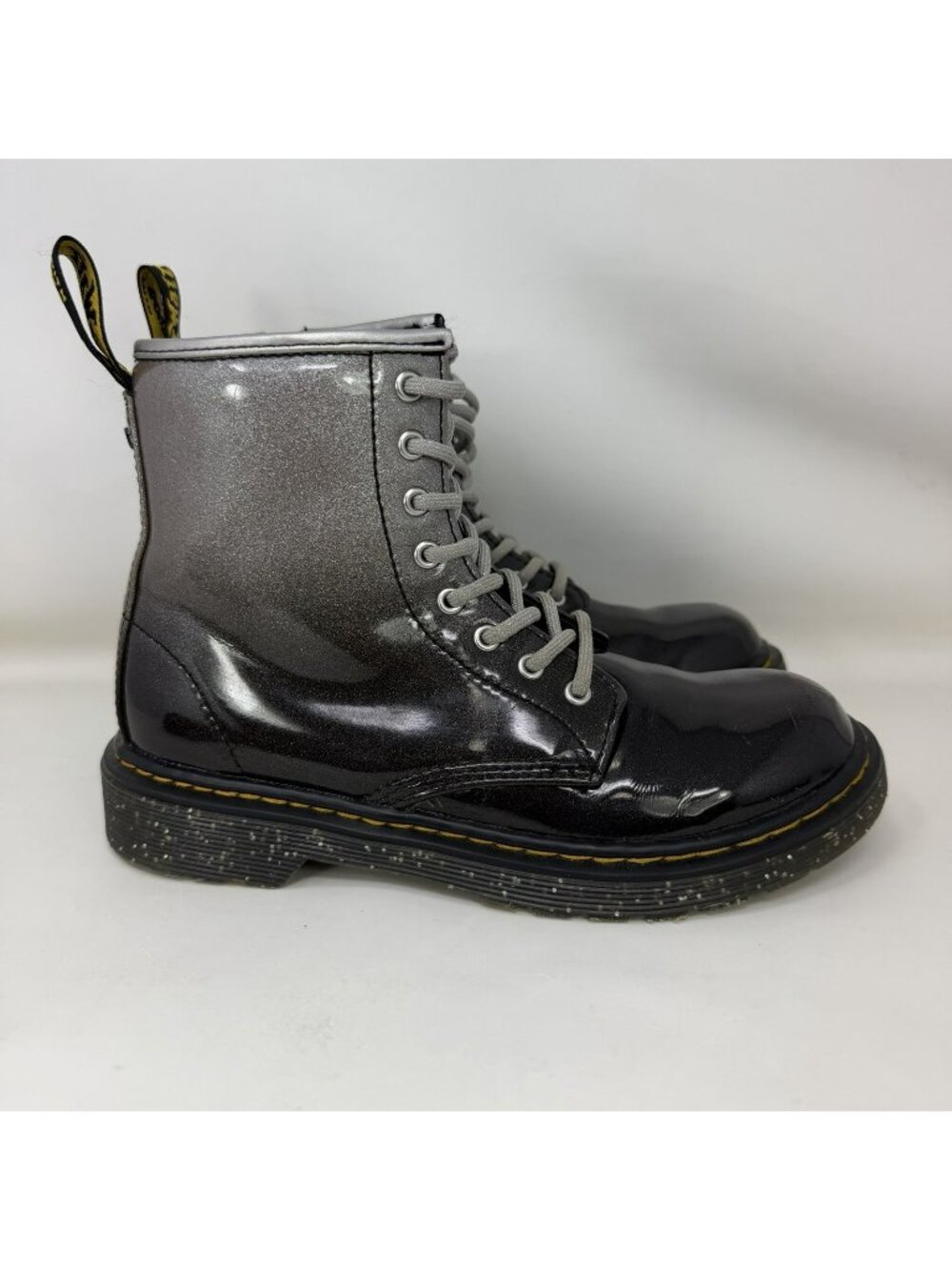 Dr. Martens 1460 Gradient Glitter Patent Leather Boots Black Youth Size 2